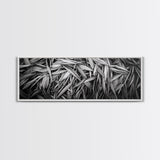 Textured Leaves, Monochrome Nature, Abstract Pattern, Botanical Wall Art, Framed Canvas Print, Modern Bedroom Art, Minimalist Decor