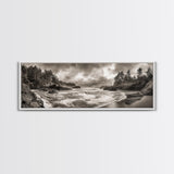 Wild Coastline, Rugged Waves, Stormy Shore, Nature Photography, Framed Canvas Print, Fall Living Room Wall Art, Rustic Coastal Decor