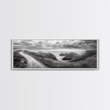 Cliff Path, Sea Escape, Moody Sky, Adventure Trail, Canvas Print, Modern Entryway Wall Art, Travel Photography, Nature Scene