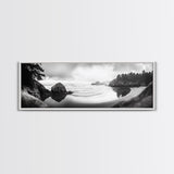 Forest Beach, Pacific Coast, Morning Mist, Tranquil Cove, Framed Canvas Print, Rustic Cabin Wall Art, Nature Landscape Photography
