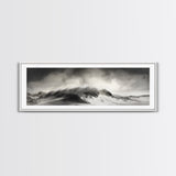 Sand Dune Storm, Coastal Winds, Black and White Nature, Framed Canvas Print, Neutral Wall Art, Hallway Decor, Minimalist Style