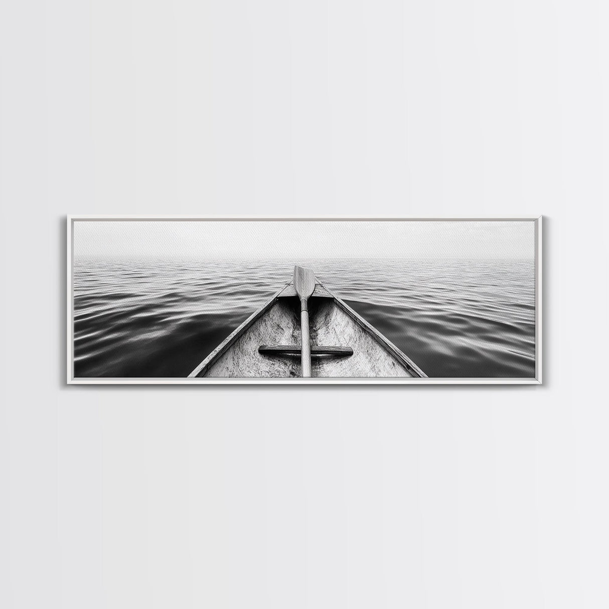 Canoe View, Open Water, Ocean Drift, Paddleboat Scene, Canvas Print, adventure wall art, rustic lake house decor, minimalist travel photo