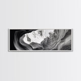 Desert Canyon Swirl, Abstract Rock Layers, Light and Shadow, Framed Canvas Print, Minimalist Living Room Art, Earth Tone Decor