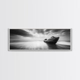Abandoned Shipwreck, Ocean Ghost Boat, Moody Horizon, Dramatic Sky, Framed Canvas Print, Dark Nautical Art, Hallway Statement Piece