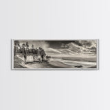 Cliffside Forest, Pacific Coastline, Dramatic Ocean View, Framed Canvas Print, Natural Landscape, Cabin Wall Art, Rustic Coastal Decor