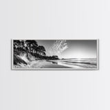 Forest Edge Beach, Coastal Sandscape, Sunset Sky, Canvas Print, Black and White Landscape, Coastal Living Room Art, Natural Vibes