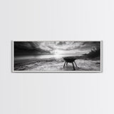 Beach Grill, Sunset Shore, Cloudy Horizon, Canvas Print, Coastal Minimalist Decor, Kitchen Wall Art, Autumn Beach House Accent