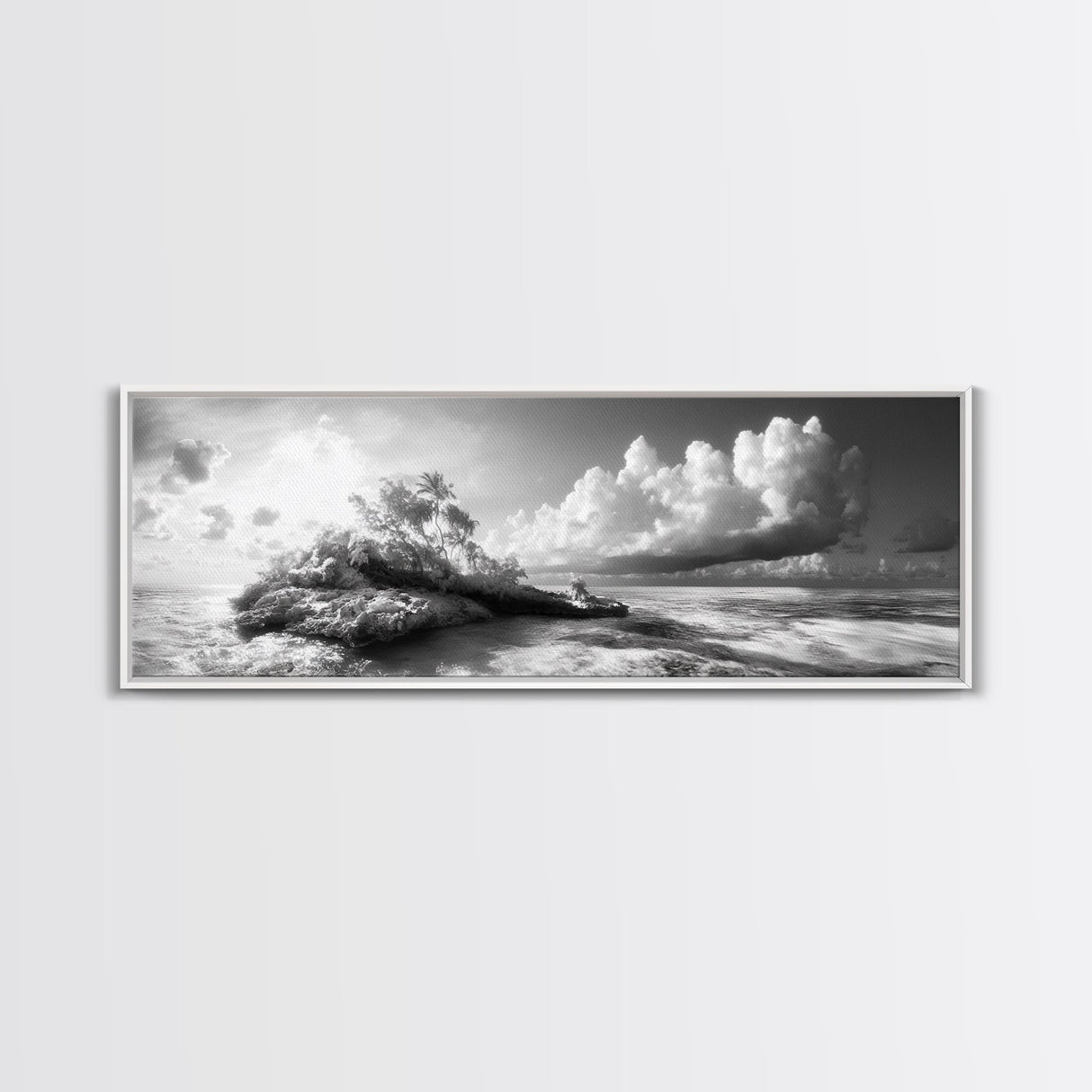 Tropical Island, Ocean Clouds, Stormy Sky, Canvas Print, Surreal Nature Wall Art, Coastal Home Decor, Dreamy Beach Scene Photography