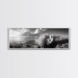 Sea Coral, Calm Ocean, Reef Textures, Framed Canvas Print, Coastal Bathroom Art, Monochrome Ocean Decor, Nature Photography Accent