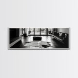 Modern Living, Minimalist Decor, Cowhide Rug, Framed Canvas Print, Neutral Aesthetic Wall Art, Luxury Living Room Design Accent