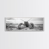 Lobster Closeup, Coastal Wildlife, Sandy Beach, Canvas Print, Bold Marine Life Art, Bathroom Wall Decor, Nautical Themed Accent