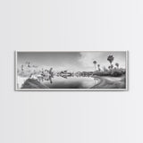 Oasis Reflections, Palm Trees, Desert Scene, Infrared Art Print, Framed Canvas Print, Tropical Wall Art, Boho Bedroom Decor, Tranquil Style