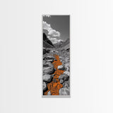Cracked Earth, Orange Path, Mountain Trail, Climate Scene – Canvas Print, Nature Wall Art, Earth Tones Decor, Fall Landscape Photography