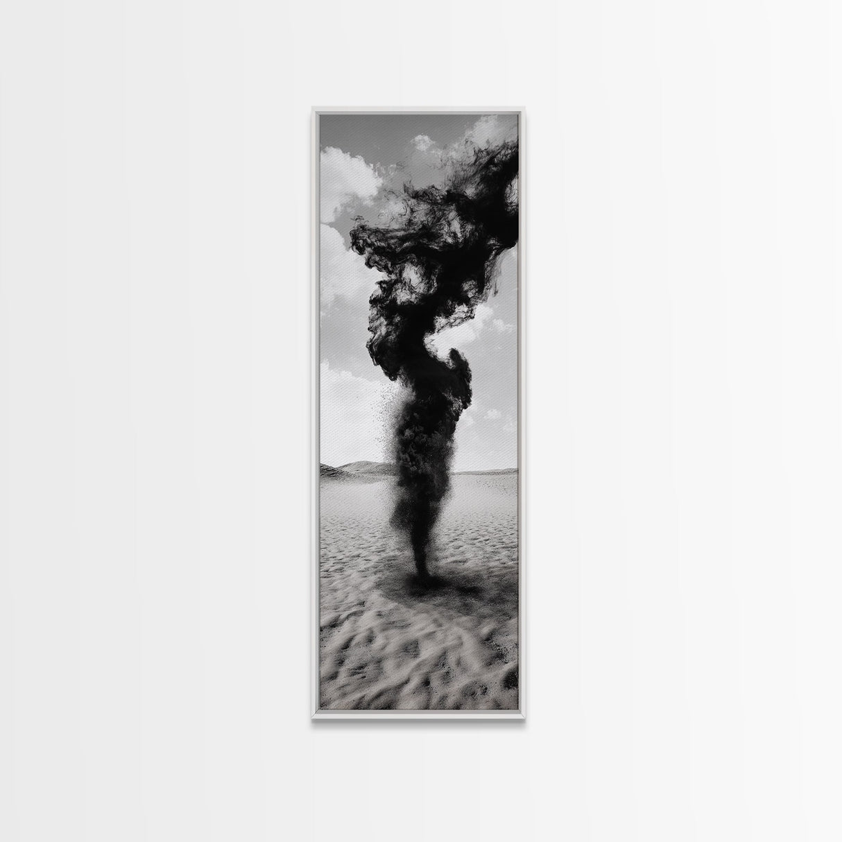 Smoke Storm, Desert Vortex, Abstract Motion, Surreal Art, Framed Canvas Print, Black and White Wall Art, Modern Office Decor, Dark Aesthetic