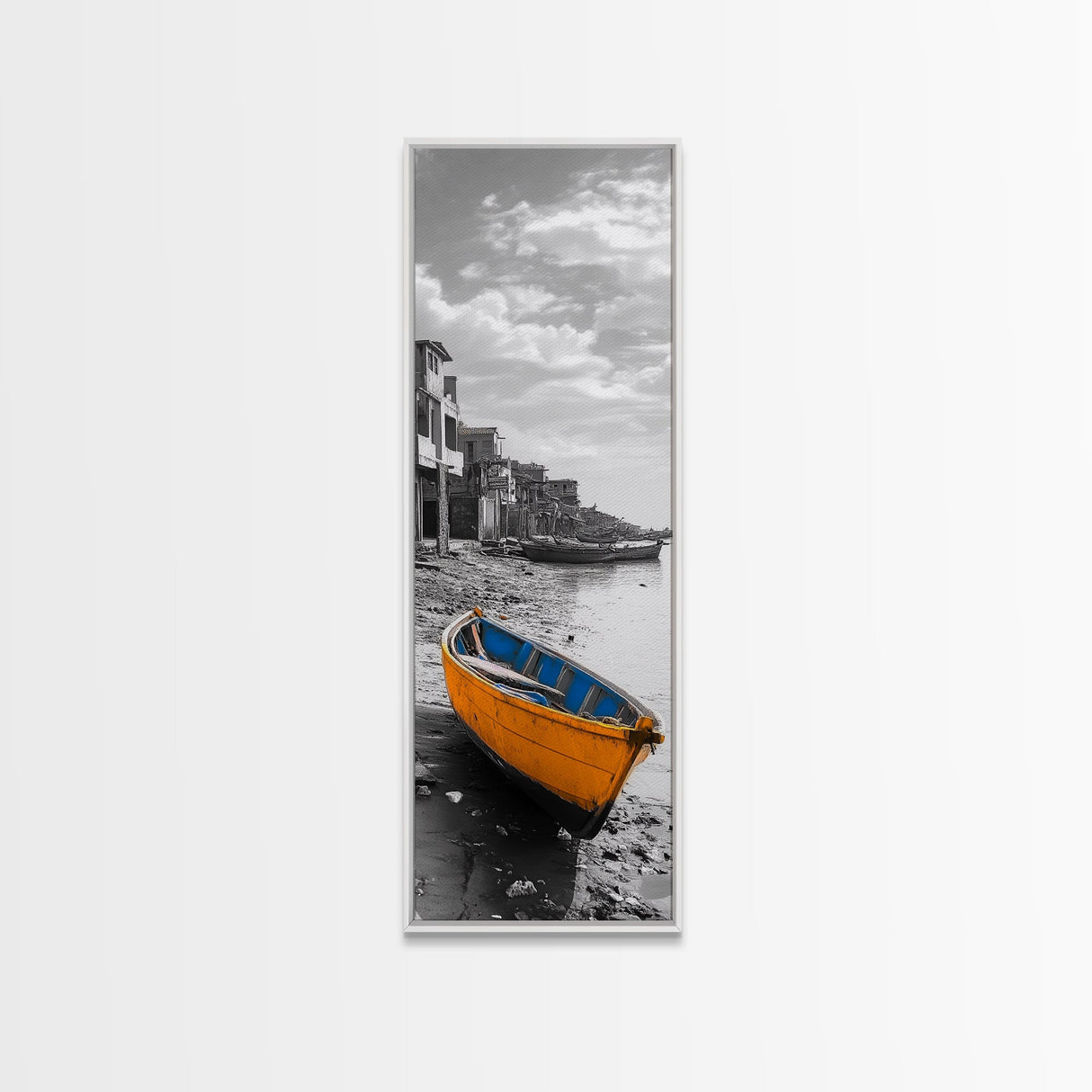 Yellow Boat, Coastal Wall Art, Seaside Home Decor, Beach Photography, Canvas Print, Nautical Theme, Bathroom Art, Minimalist Seascape