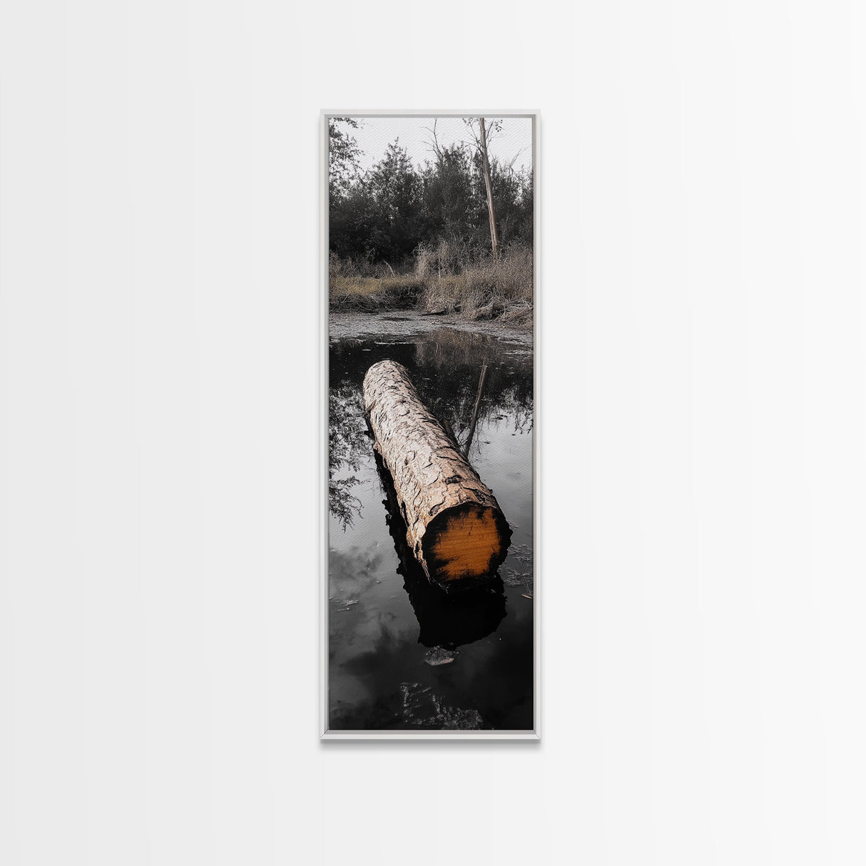 Floating Log, Woodland Print, Nature Photography, Rustic Home Decor, Canvas Print, Cabin Wall Art, Minimalist Lake House Style