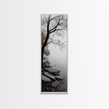 Foggy Lake, Autumn Forest, Peaceful Morning Landscape, Canvas Print, Minimalist Wall Art, Zen Bedroom Decor, Serene Fall Artwork