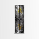 Yellow Tree, Autumn Woods, Forest Reflection, Nature Glow, Framed Canvas Print, Fall Wall Art, Rustic Decor, Cabin Art, Earthy Tones