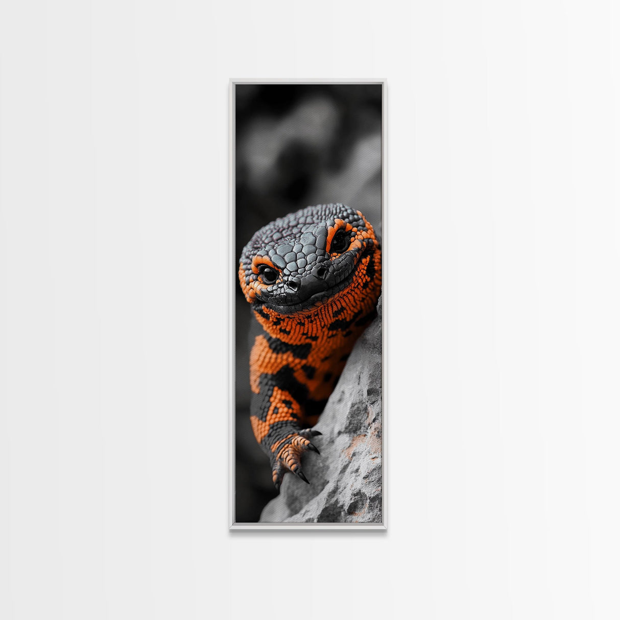 Lizard Closeup, Reptile Wall Art, Bold Colors, Nature Print, Framed Canvas Print, Animal Lover Gift, Office Wall Decor, Modern Jungle Art
