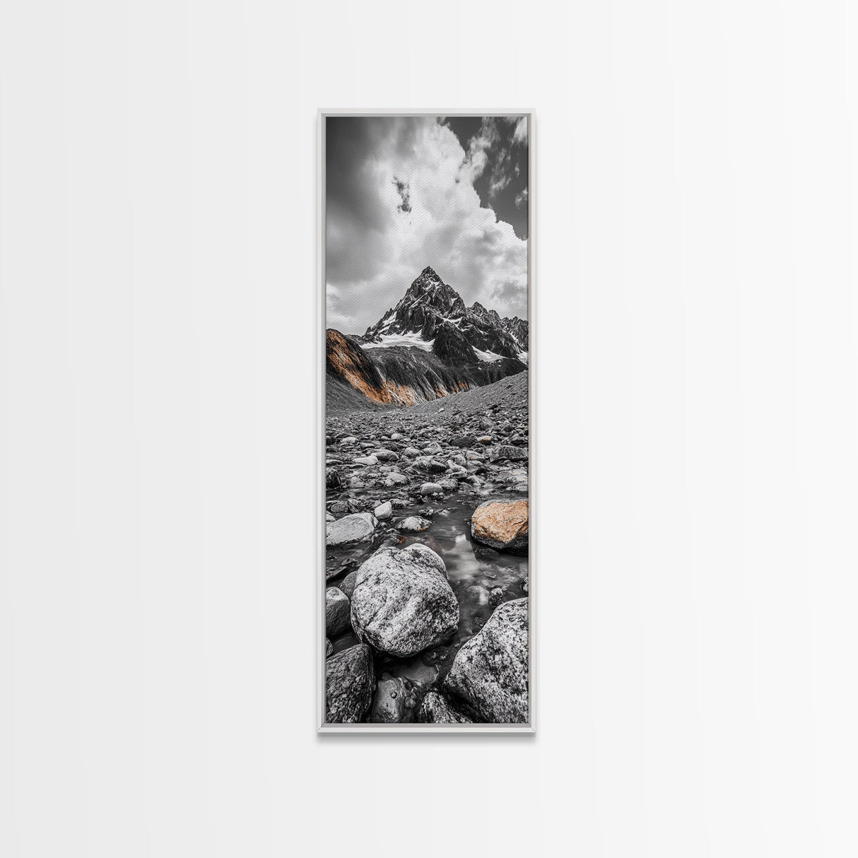 Rocky Peak, Wilderness Art, Orange Accent, Moody Landscape, Framed Canvas Print, Office Decor, Fall Mountainscape Photography