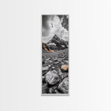Rocky Peak, Wilderness Art, Orange Accent, Moody Landscape, Framed Canvas Print, Office Decor, Fall Mountainscape Photography