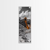 Mining Building, Rustic Industrial, Orange Slide, Historic Wall Art, Canvas Print, Western Decor, Man Cave Fall Style Artwork