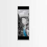 Canyon Bridge, Turquoise River, Scenic View, Majestic Nature, Framed Canvas Print, Living Room Art, Travel Inspired Wall Decor