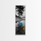 Tree Reflection, Moody Landscape, Nature Serenity, Rainbow Water, Framed Canvas Print, Boho Style, Bedroom Wall Art, Artistic Calm