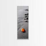 Orange Shore Stone, Minimalist Decor, Seaside Style, Beach Vibes, Framed Canvas Print Coastal Wall Art, Bathroom Decor, Modern Art