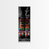 Beaded Boots, Bold Fashion, Cultural Style, Tribal Vibes, Framed Canvas Print, Boho art, Fashion Wall Art, Entryway Decor, Statement Piece