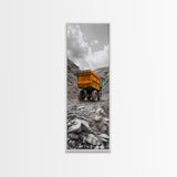 Mining Truck, Industrial Power, Bold Machinery, Construction Scene, Canvas Print, garage wall art, boys room decor, grunge wall art