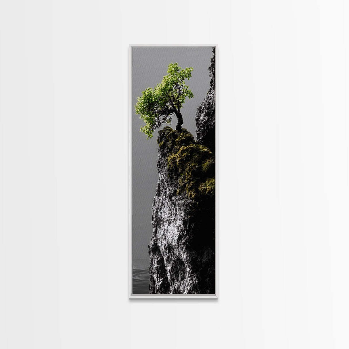 Tree of Life, Cliff Growth, Resilience Symbol, Nature Power, Framed Canvas Print, motivational office art, surreal landscape decor