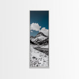 Mountain Peak, Snow Landscape, Nature Scene, Framed Canvas Print, Winter Wall Art, Rustic Cabin Decor, Minimalist Nature Print, Bedroom Wall Decor