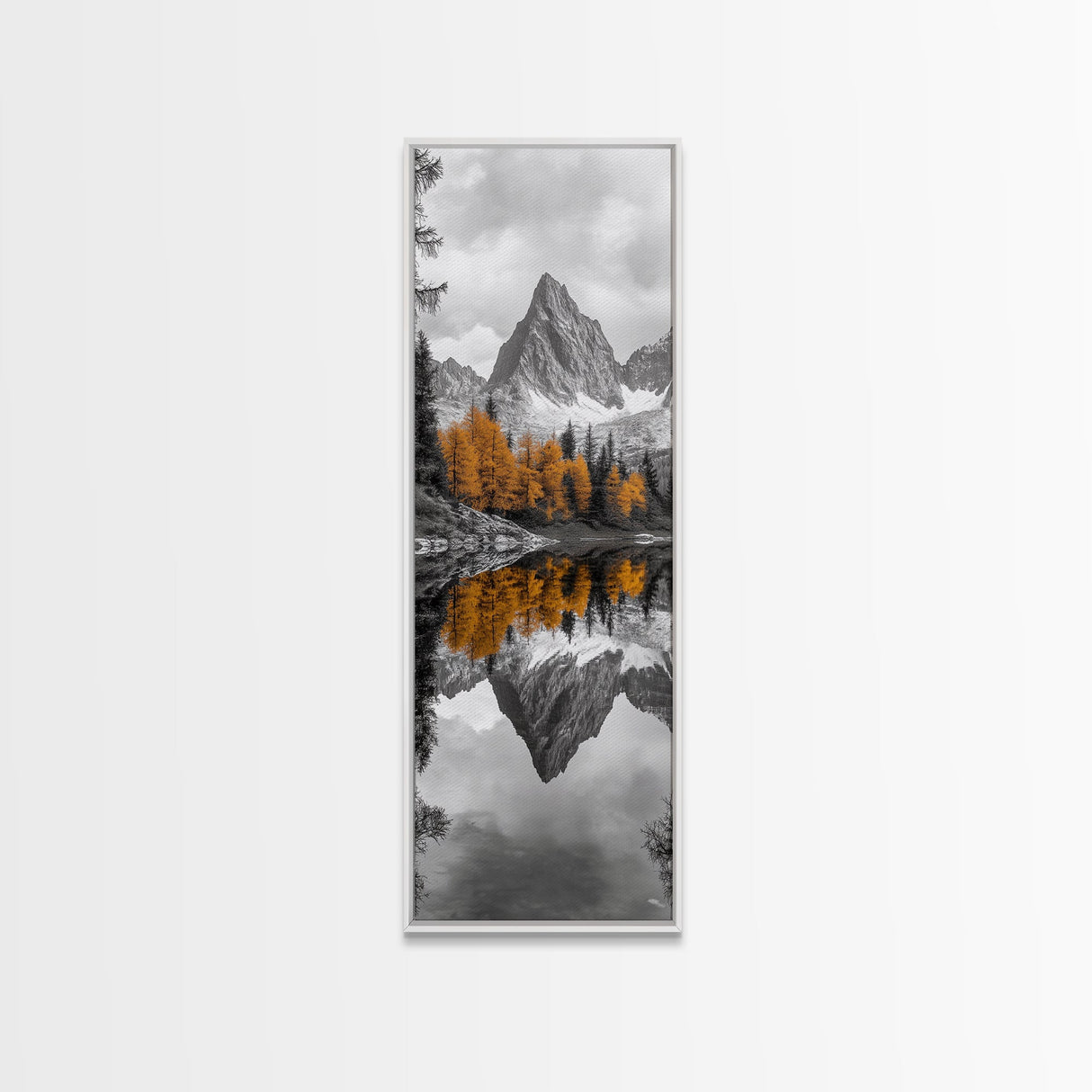 Peak Reflection, Autumn Forest, Serene Landscape, Framed Canvas Print, Tranquil Nature Art, Entryway Wall Art, Fall Mountain Wall Decor