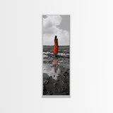 Solitary Woman, Polka Dot Dress, Reflected Mood, Framed Canvas Print, Surreal Fine Art, Bedroom Wall Art, Contemporary Minimalist Style