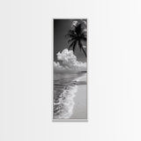 Tropical Palm, Beach Scene, Coastal Vibes, Framed Canvas Print, Relaxing Ocean Art, Bathroom Wall Decor, Minimalist Seaside Landscape