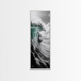 Teal Wave, Ocean Power, Surf Break, Coastal Energy, Canvas Print, Bathroom Wall Art, Modern Ocean Photography, Minimalist Sea Decor