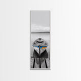 Rowboat Front, Calm Water, Lake Stillness, Serene View, Framed Canvas Print, Nautical Decor, Minimalist Art, Coastal Living Room