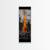 Towering Flame, Wild Fire Blaze, Dramatic Camp Scene, Canvas Print, Outdoor Wall Art, Autumn Adventure Decor, Rustic Nature Style