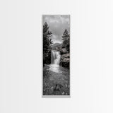 Waterfall Serenity, Mountain Stream Scene, Calming Nature Wall Art, Framed Canvas Print, Neutral Tones Decor, Bathroom or Spa Room Art