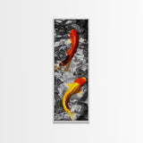 Koi Fish Art, Zen Water Decor, Tranquil Living Room Accent, Japanese Minimalist Style, Framed Canvas Print, Peaceful Bathroom Wall Art