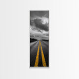 Yellow Lines, Endless Road, Moody Highway Art, Adventure Wall Decor, Canvas Print, Urban Modern Wall Art, Man Cave or Office Art