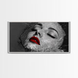 Red Lips, Underwater Beauty, Glam Art, Modern Pop, Framed Canvas Print, Bedroom Wall Art, Bold Aesthetic, Fashion Model Photography Print