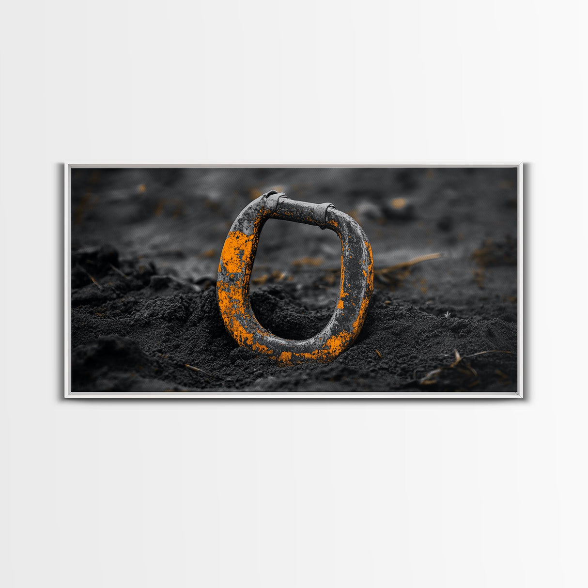 Industrial Ring, Weathered Metal, Grunge Aesthetic, Earth Tones – Canvas Print, Masculine Wall Art, Garage Decor, Minimalist Rustic Design