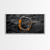 Industrial Ring, Weathered Metal, Grunge Aesthetic, Earth Tones – Canvas Print, Masculine Wall Art, Garage Decor, Minimalist Rustic Design