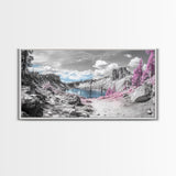 Surreal Landscape, Pink Trees, Mountain Lake, Framed Canvas Print, Fantasy Nature Art, Dreamy Decor, Bedroom Wall Art, Nature Surrealism