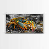 Rainbow Lobster, Bold Colors, Exotic Crustacean, Canvas Print, Underwater Art, Coastal Living Room Wall Art, Boho Ocean Creature Decor