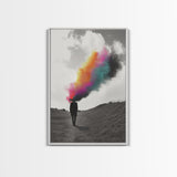 Colorful Mind, Surreal Silhouette, Abstract Smoke Art, Framed Canvas Print, Office Wall Art, Conceptual Psychedelic Art Decor
