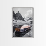 Glacial Rock, Abstract Ice Reflection, Surreal Landscape, Canvas Print, Nature Photography, Minimalist Winter Wall Art, Modern Decor