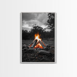 Firewood Blaze, Autumn Campfire, Outdoor Canvas Print, Cozy Cabin Wall Art, Rustic Nature Decor, Adventure Wall Accent